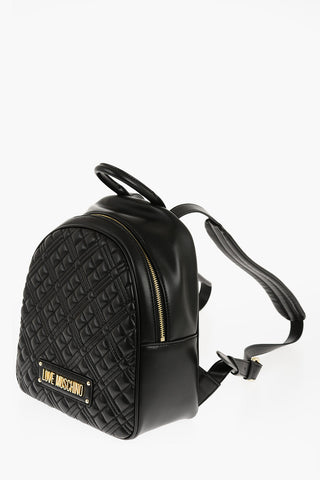 LOVE Quilted Faux Leather Backpack with Golden Logo