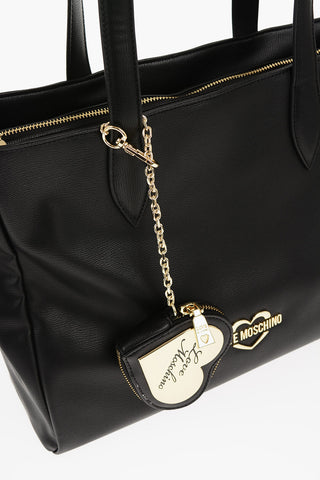 LOVE Faux Leather Tote Bag with Heart-Shaped Pouch