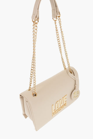 LOVE Faux Leather Shoulder Bag with Golden Details