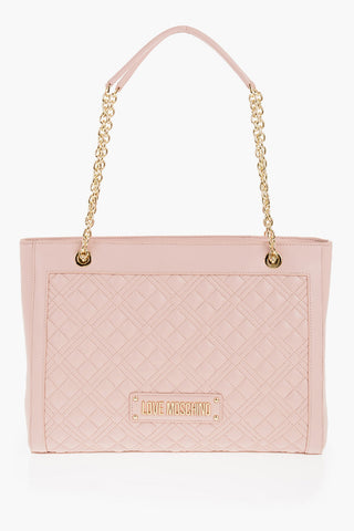 LOVE Quilted Faux Leather Shoulder Bag with Golden Logo