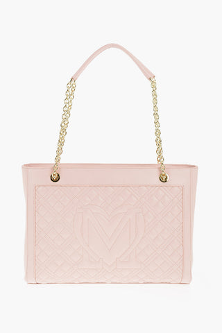 LOVE Quilted Faux Leather Shoulder Bag with Golden Logo
