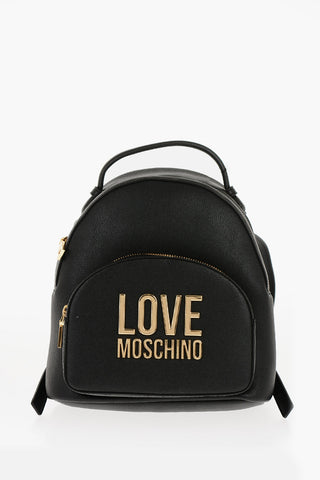 LOVE Zaino in Ecopelle a Tinta Unita con Logo Dorato