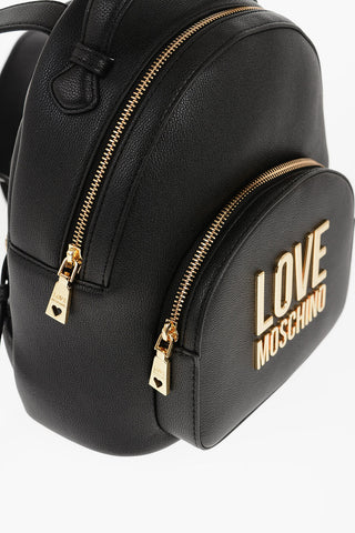 LOVE Zaino in Ecopelle a Tinta Unita con Logo Dorato
