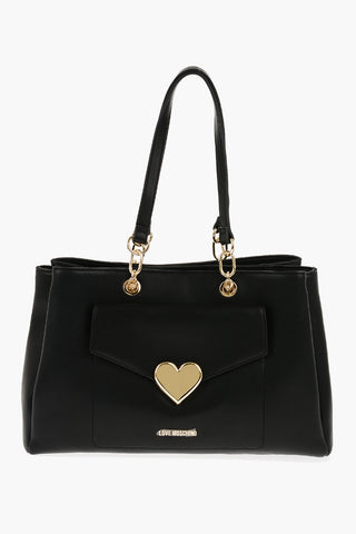 LOVE Faux Leather Tote Bag with Golden Logo