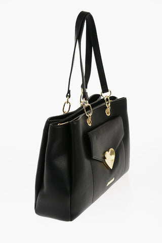LOVE Faux Leather Tote Bag with Golden Logo