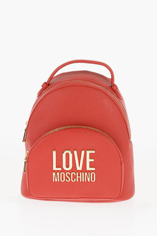 LOVE Eco Leather Solid-Color Backpack with Gold Logo
