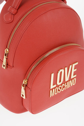 LOVE Eco Leather Solid-Color Backpack with Gold Logo
