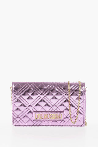 LOVE Laminated Faux Leather Bag with Chain Shoulder Strap