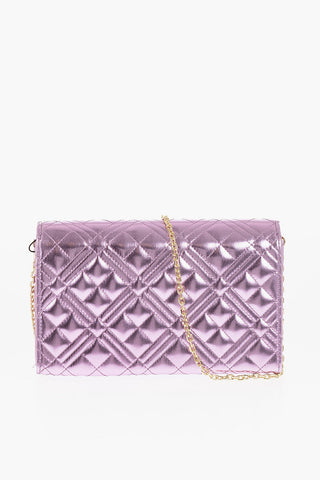 LOVE Laminated Faux Leather Bag with Chain Shoulder Strap