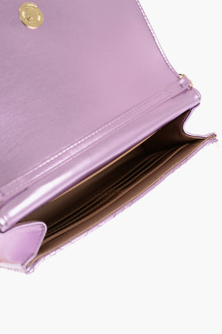 LOVE Laminated Faux Leather Bag with Chain Shoulder Strap