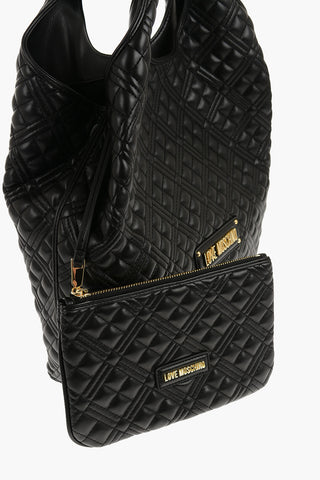 LOVE Quilted Faux Leather Bag with Matched Pouch