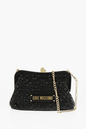 LOVE Quilted Faux Leather Bag with Gold Chain and Heart Detail