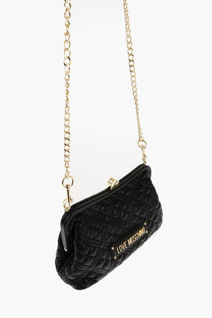 LOVE Quilted Faux Leather Bag with Gold Chain and Heart Detail