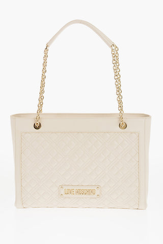 LOVE Gesteppte Schultertasche aus Kunstleder mit goldenem Logo