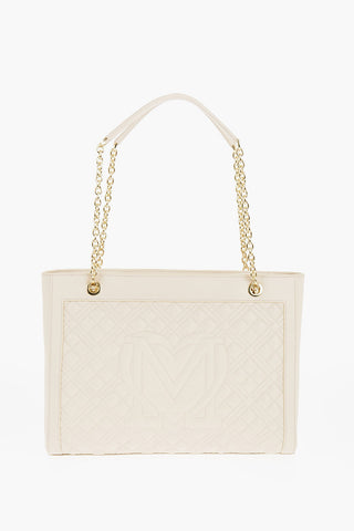 LOVE Gesteppte Schultertasche aus Kunstleder mit goldenem Logo
