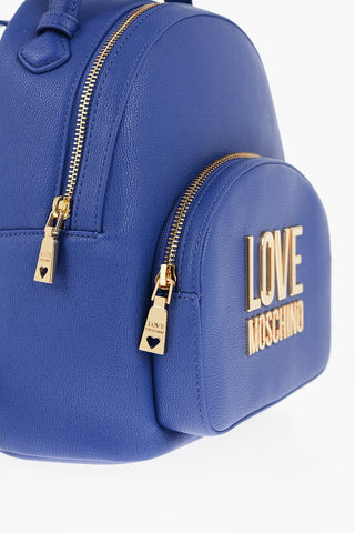 LOVE Eco Leather Solid-Color Backpack with Gold Logo