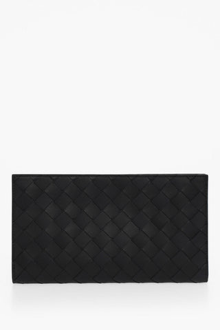 Woven Leather Maxi Wallet with Zip Closure