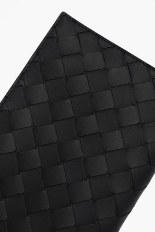 Woven Leather Maxi Wallet with Zip Closure