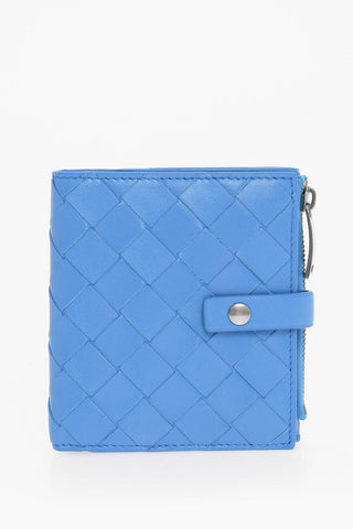 Portafoglio Bifold in Pelle Intrecciata con Automatico