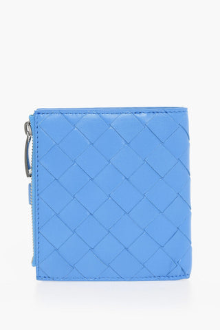 Portafoglio Bifold in Pelle Intrecciata con Automatico