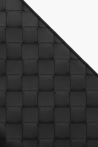 Woven Leather Maxi Wallet with Zip Closure
