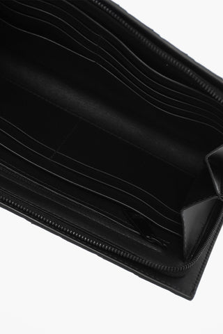 Woven Leather Maxi Wallet with Zip Closure