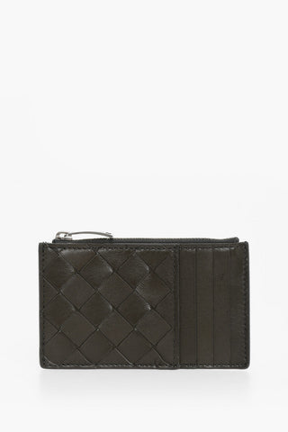 Portacarte in Pelle Intrecciata con Zip