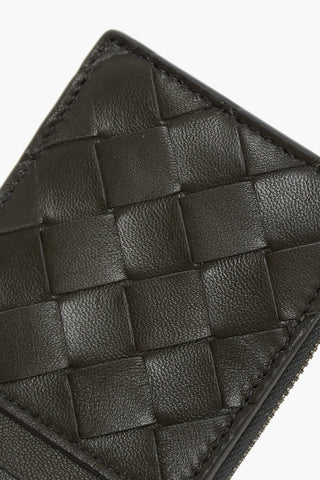 Portacarte in Pelle Intrecciata con Zip