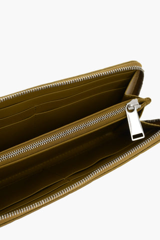Woven Leather Bifold Wallet with Zip Closure