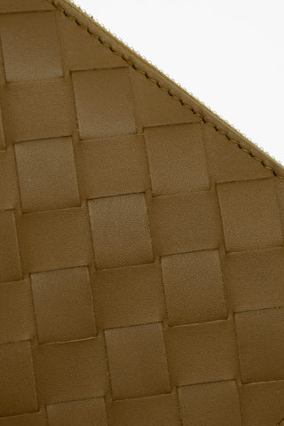 Woven Leather Bifold Wallet with Zip Closure