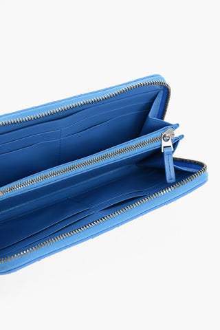 Portafoglio Bifold in Pelle Intrecciata con Zip