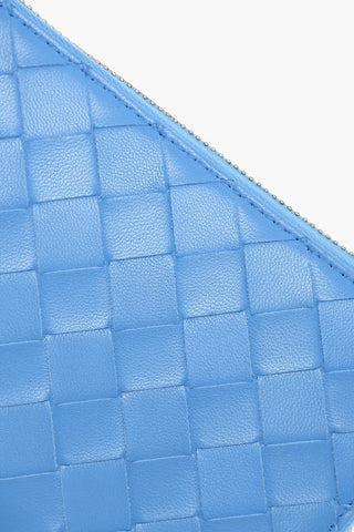 Woven Leather Bifold Wallet with Zip Closure