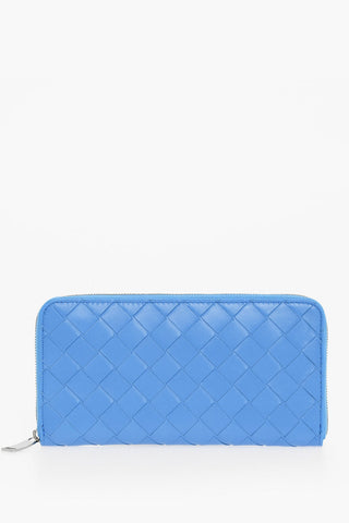 Woven Leather Bifold Wallet with Zip Closure