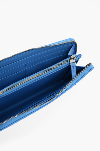 Woven Leather Bifold Wallet with Zip Closure