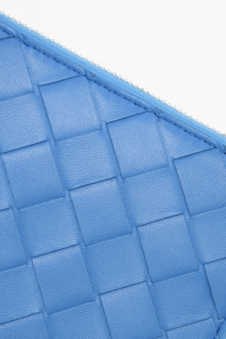 Woven Leather Bifold Wallet with Zip Closure