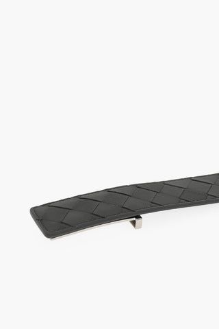 Woven Leather Belt with Clip Closure