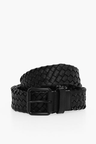 Woven Leather Belt with Brass Buckle