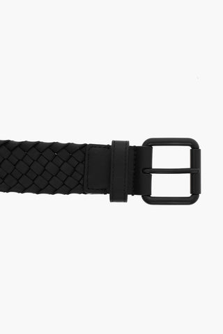 Woven Leather Belt with Brass Buckle