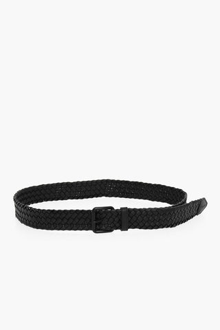 Woven Leather Belt with Brass Buckle