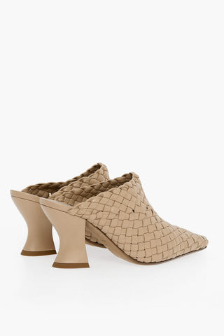 Spool Heel Woven Leather Mules 7cm