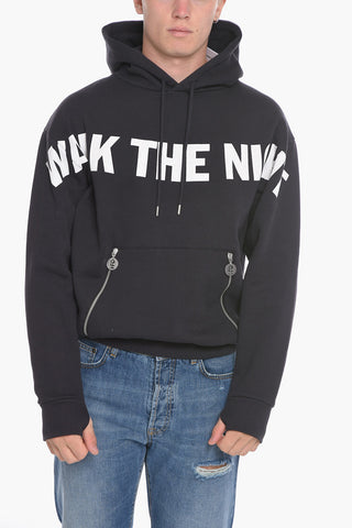 Fleeced Cotton UNISEX Hoodie with Contrasting Print