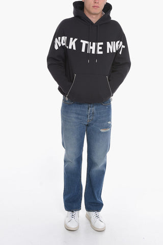 Fleeced Cotton UNISEX Hoodie with Contrasting Print
