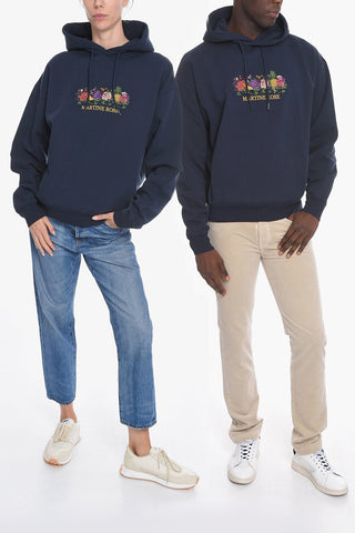 Front Embroidered Solid Color Hoodie