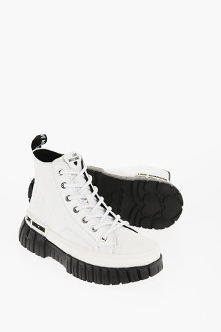 LOVE Sneakers Alte in Pelle con Zip Laterale e Suola Chunky a Contrasto 4cm