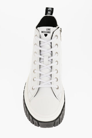 LOVE Sneakers Alte in Pelle con Zip Laterale e Suola Chunky a Contrasto 4cm