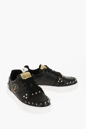 JEANS COUTURE Sneakers Basse COURT 88 in Pelle Martellata con Borchie