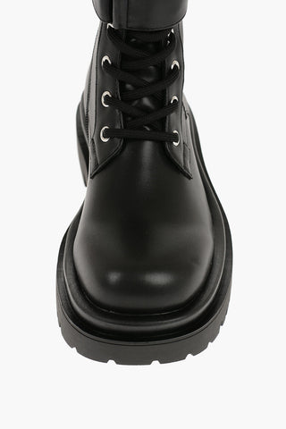 JEANS COUTURE Faux Leather DREW Combat Boots with Metal Logo