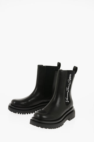 JEANS COUTURE Faux Leather DREW Chelsea Boots with Contrasting Logo