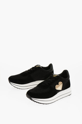 LOVE Sneakers RUN40 in Tessuto e Camoscio con Cuore Dorato