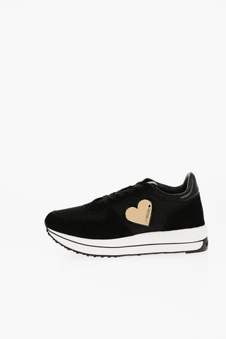 LOVE Sneakers RUN40 in Tessuto e Camoscio con Cuore Dorato